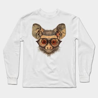 Wise-Guy Aye-Aye: The Spectacled Scholar Long Sleeve T-Shirt